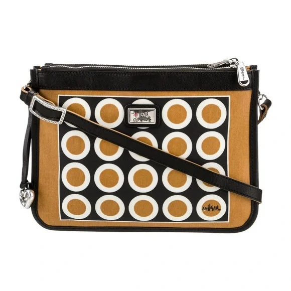 BRIGHTON vintage Vera Neumann collection crossbody black • mod circles - Picture 1 of 9